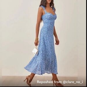 Reformation Nikita Dress Size 12 Blue Floral